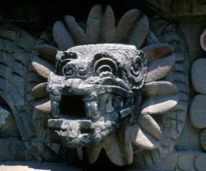 yapboz Quetzalcoatl, Aztek tanrısı, tüylü yılanın yaşam